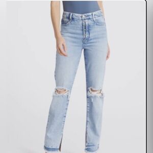 Good American Womens 4 27 Jeans Good Boy Boyfriend Distressed Light Straight Leg